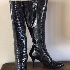 Prada leather high heeled boots